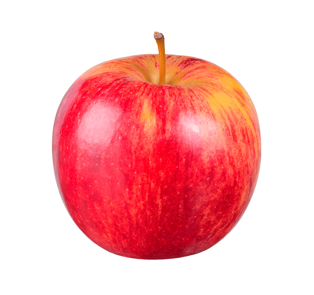 A red apple with a smooth, glossy surface and a small stem on top is showcased against a white background, perfect for your next Elementor landing page.